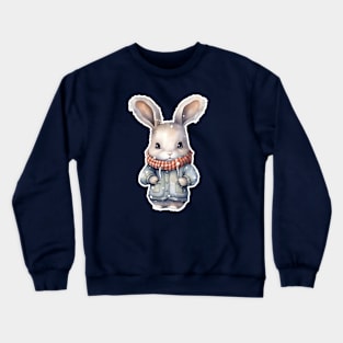 Bunny in a winter jacket and scarf Crewneck Sweatshirt